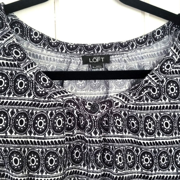 Loft Abstract Print Linen Blend Popover Sleeveless Romper - Picture 2 of 8